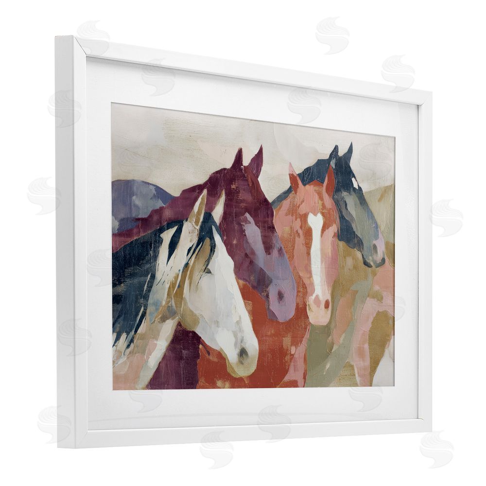Chromatic Storm Studio Calm Horses Abstraction White Framed Print Under Glass with Matting Wall Art