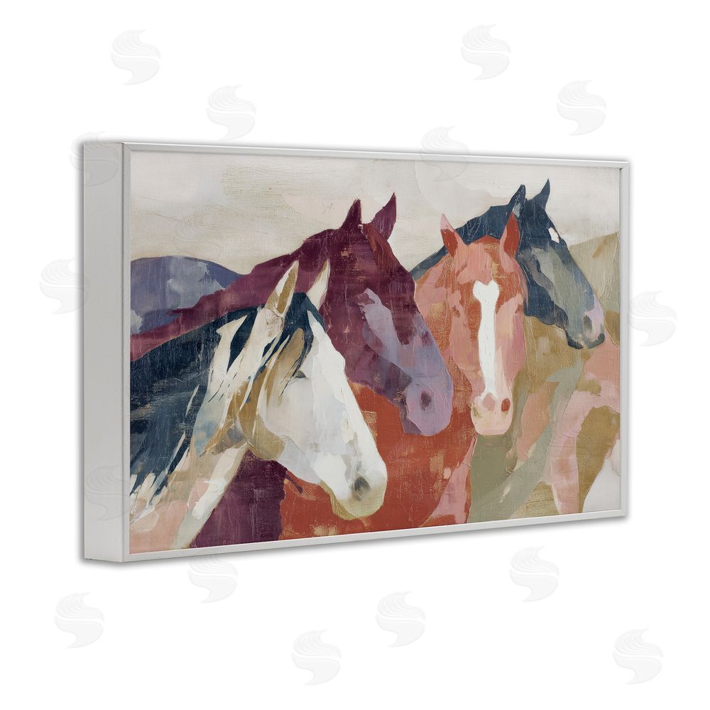 Chromatic Storm Studio Calm Horses Abstraction White Framed Giclee Wall Art Print