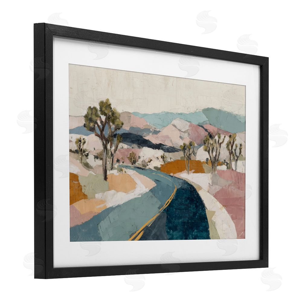 Chromatic Storm Studio Desert Highway Through Joshua Trees Black Framed Print Under Glass Wall Art