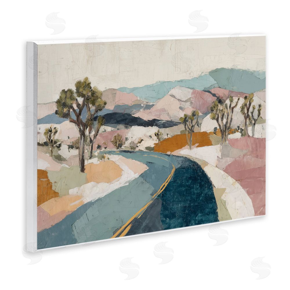 Chromatic Storm Studio Desert Highway Through Joshua Trees Wall Plaque with Fixed Lithograph Print