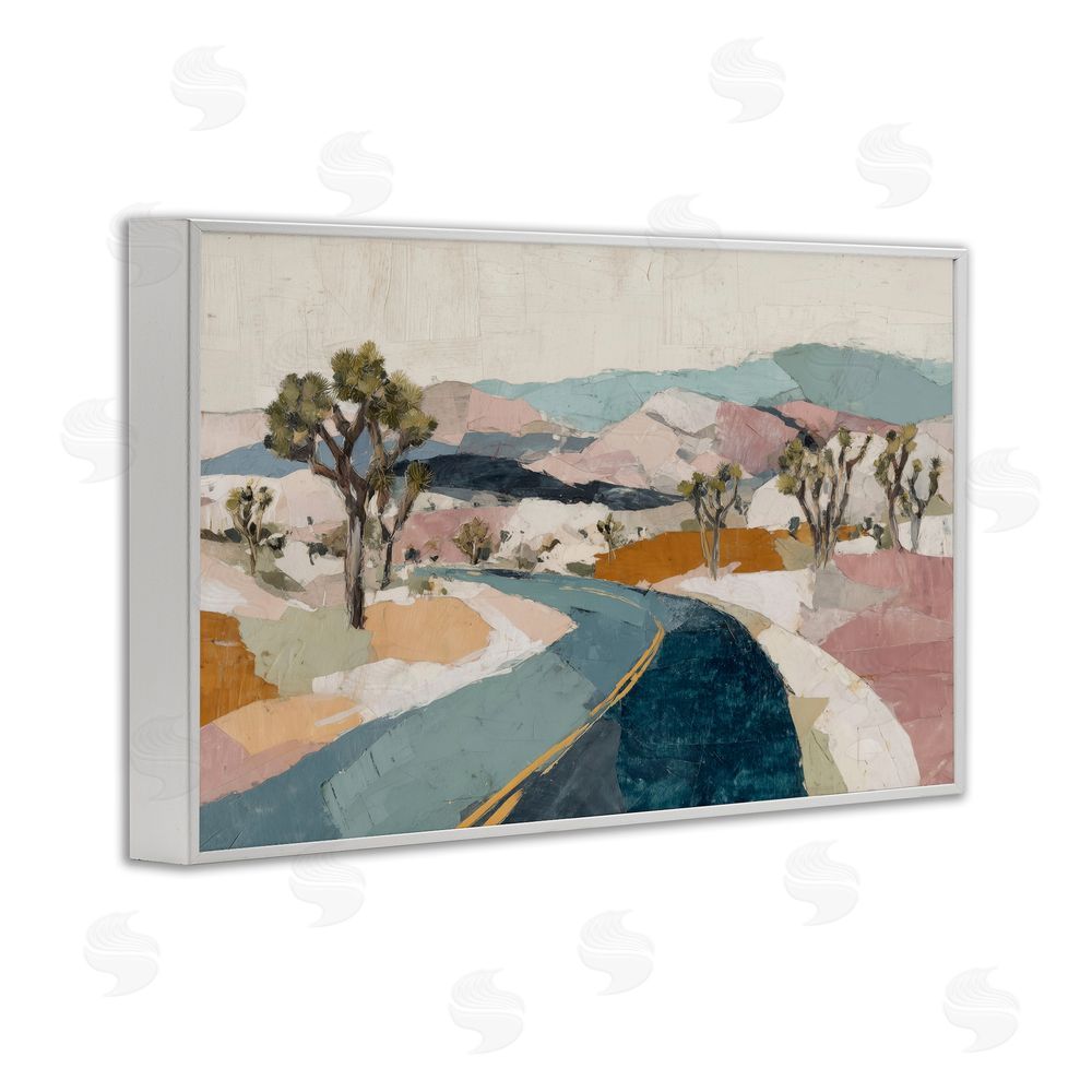 Chromatic Storm Studio Desert Highway Through Joshua Trees White Framed Giclee Wall Art Print