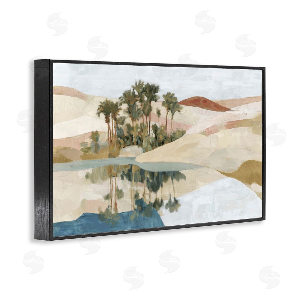 Chromatic Storm Studio Desert Oasis with Palm Reflection Black Framed Giclee Wall Art Print