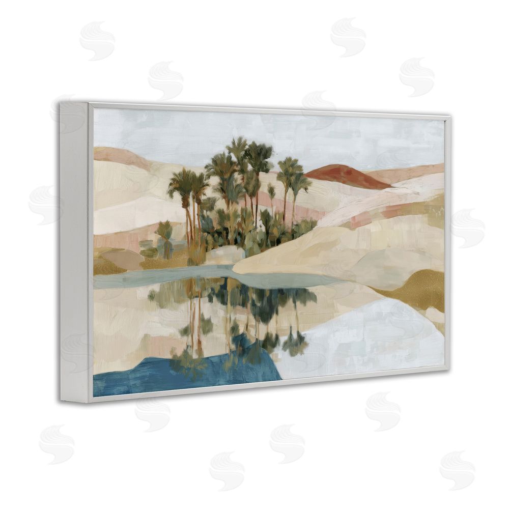 Chromatic Storm Studio Desert Oasis with Palm Reflection White Framed Giclee Wall Art Print