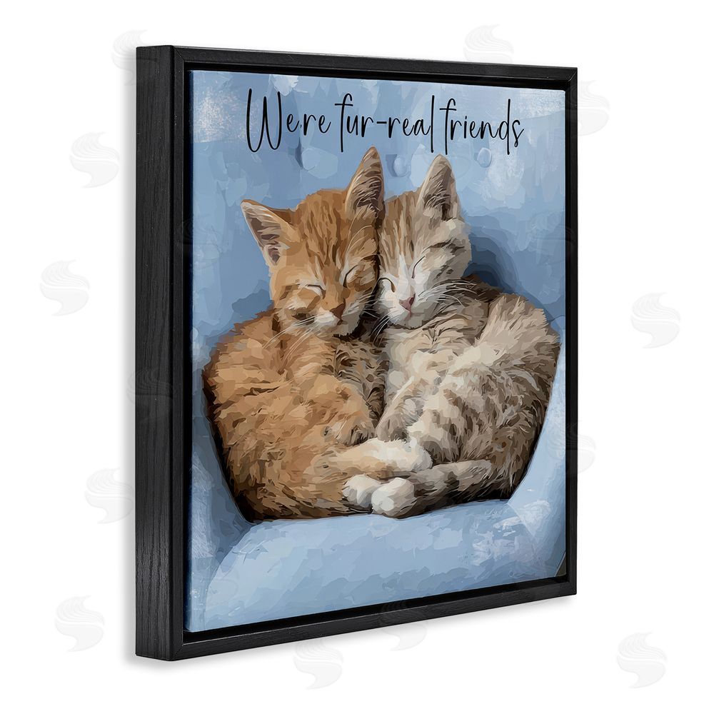 Kim Curinga We're Fur-Real Friends Black Floating Framed Canvas Wall Art Print