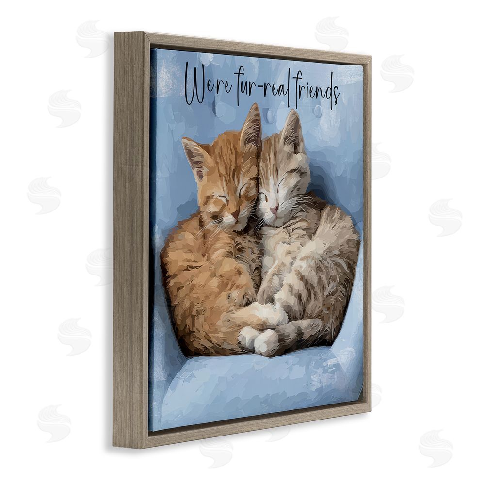 Kim Curinga We're Fur-Real Friends Brown Floating Framed Canvas Wall Art Print