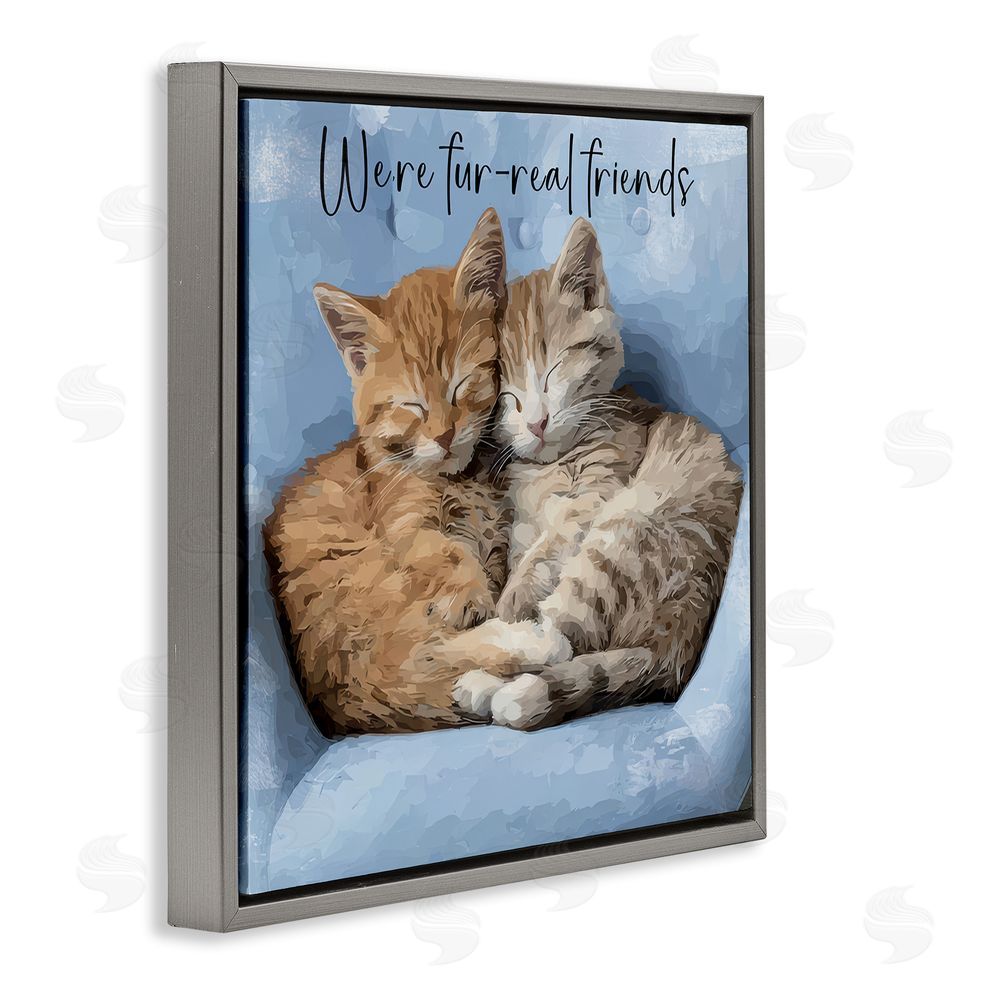 Kim Curinga We're Fur-Real Friends Gray Floating Framed Canvas Wall Art Print