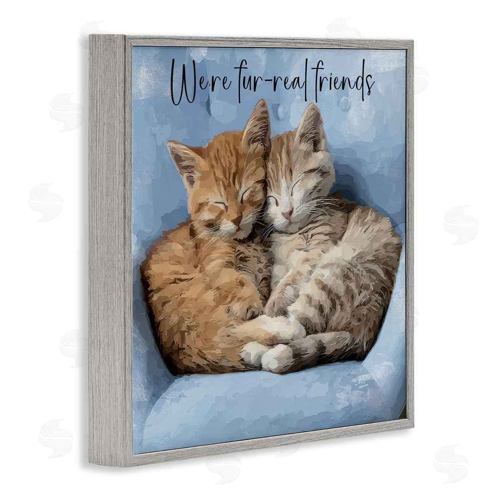 Kim Curinga We're Fur-Real Friends Gray Framed Giclee Wall Art Print