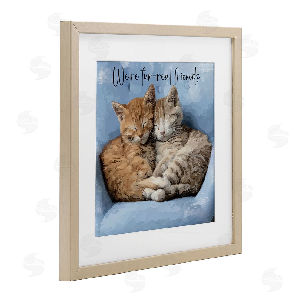 Kim Curinga We're Fur-Real Friends Brown Framed Print Under Glass with White Mat Wall Art