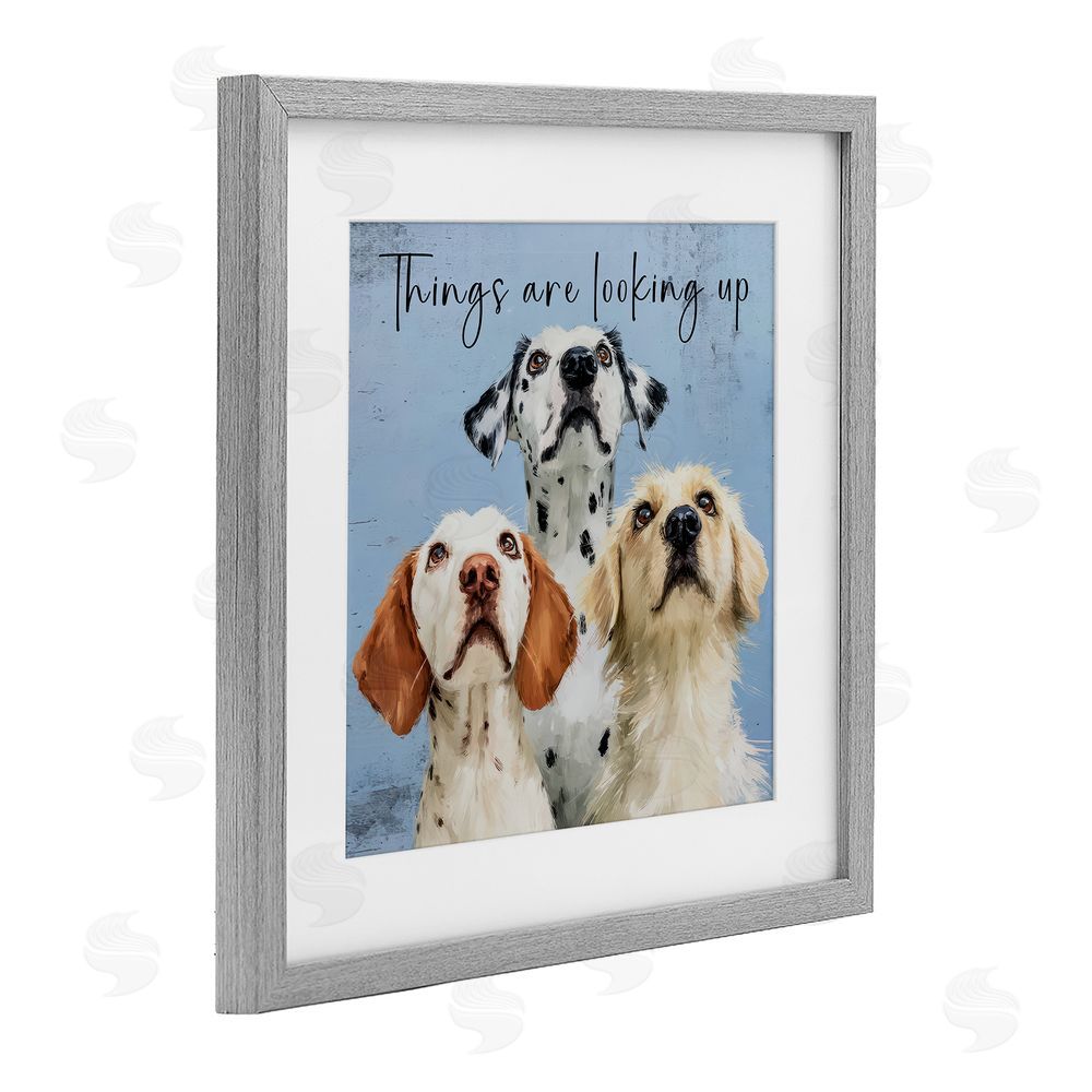 Kim Curinga Things Are Looking Up Gray Framed Print Under Glass with White Mat Wall Art