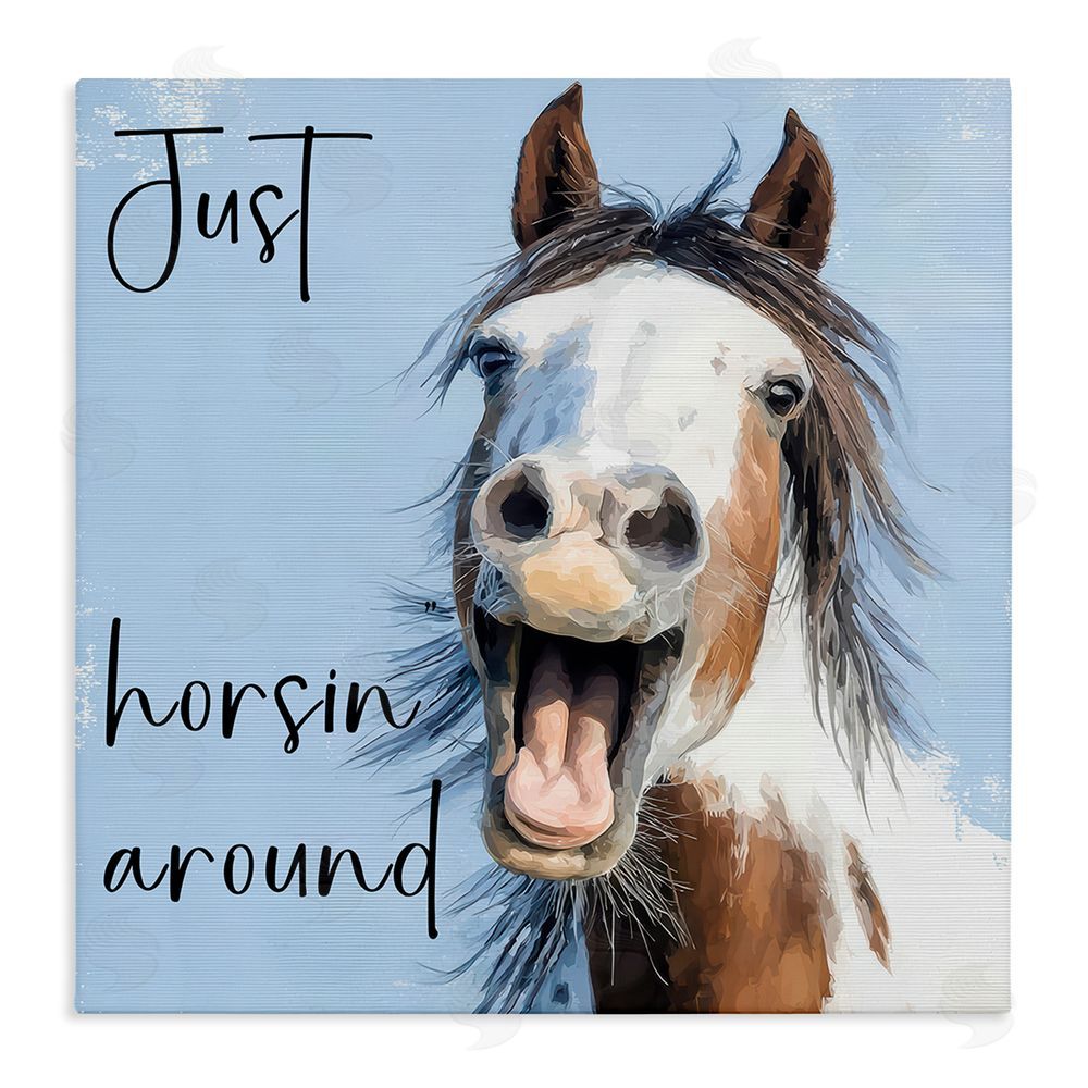 Kim Curinga Just Horsin' Around Stretched Canvas Wall Art