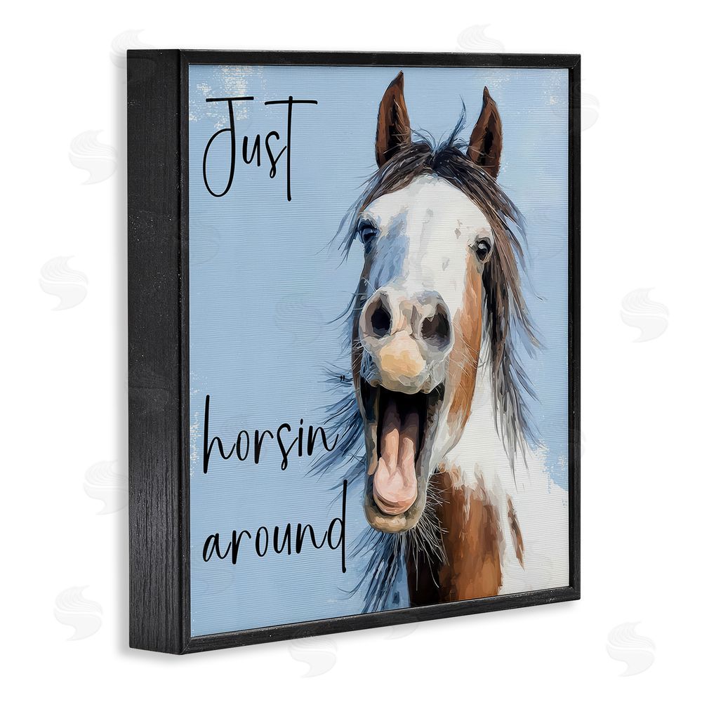 Kim Curinga Just Horsin' Around Black Framed Giclee Wall Art