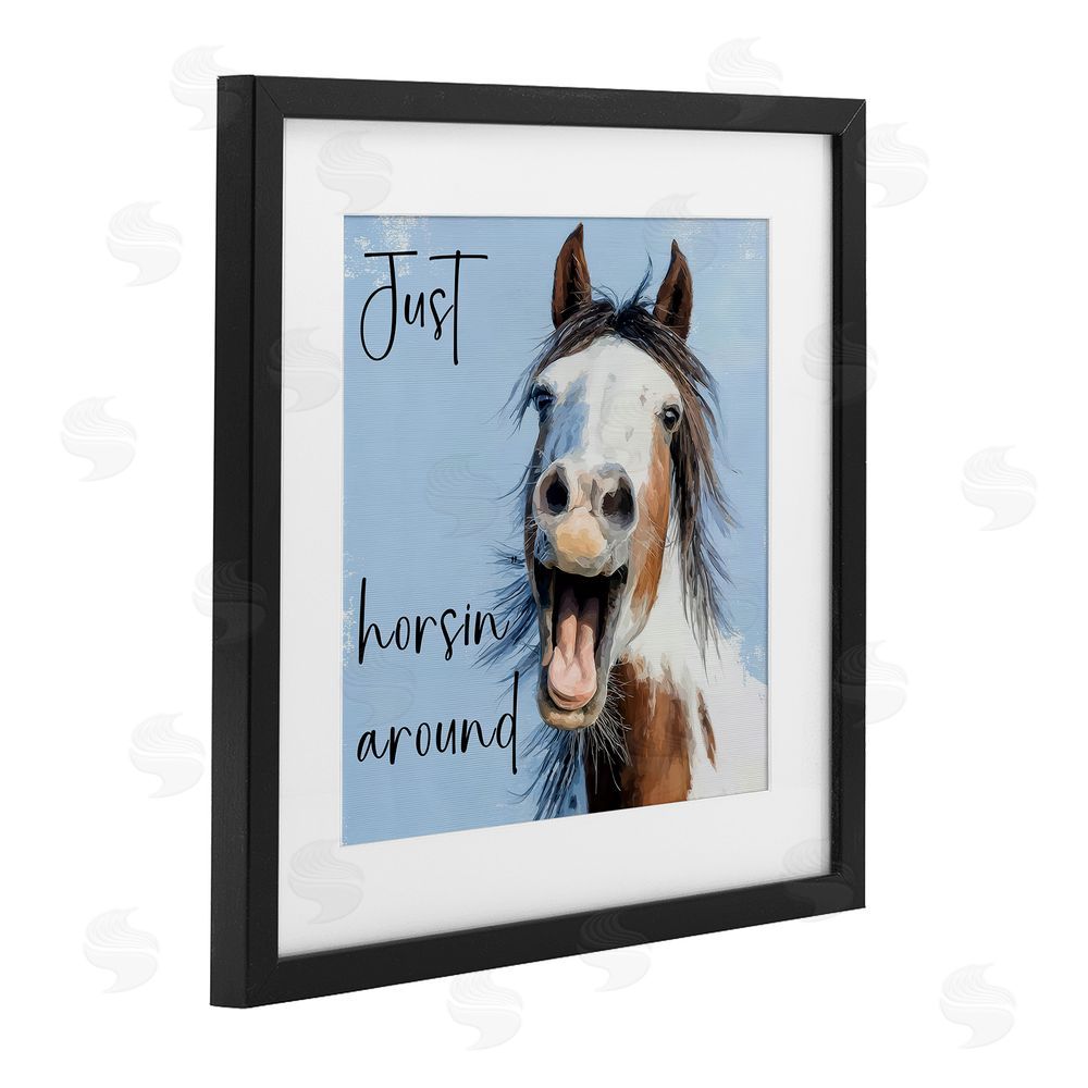 Kim Curinga Just Horsin' Around Black Framed Print Under Glass Wall Art