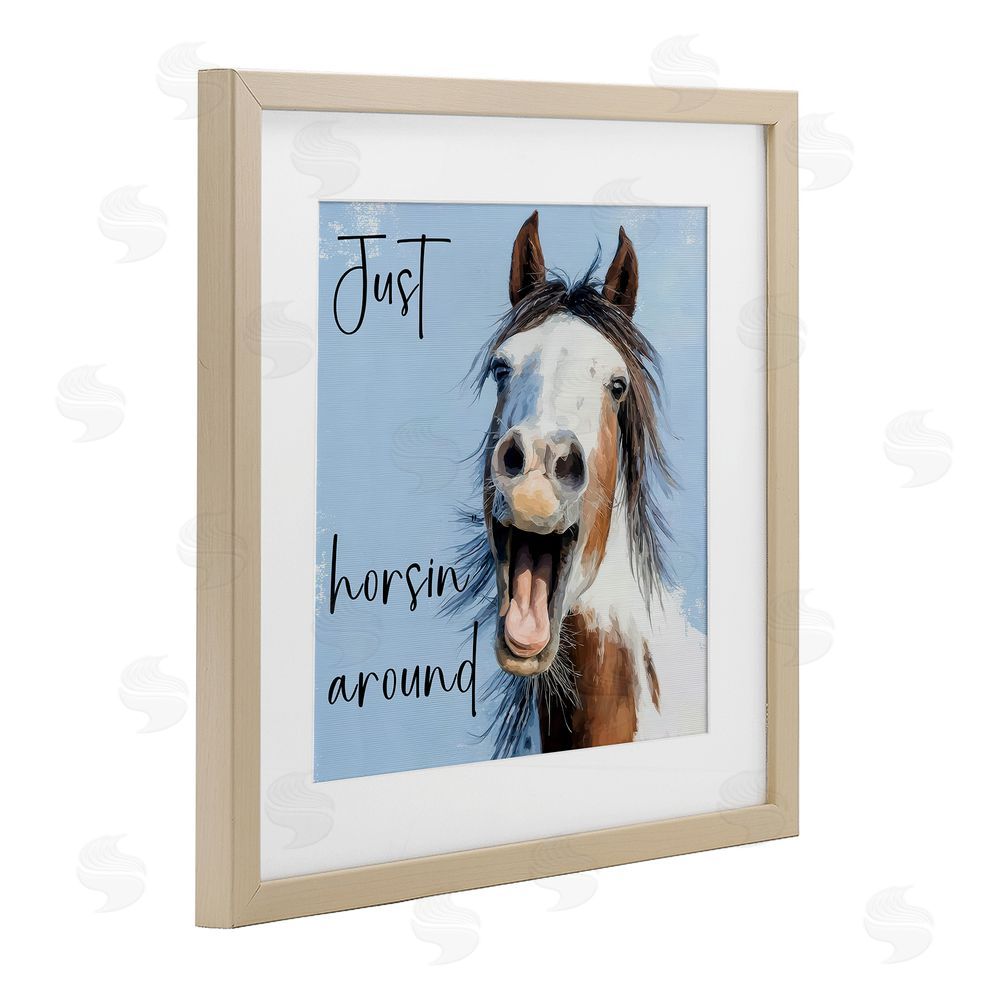 Kim Curinga Just Horsin' Around Brown Framed Print Under Glass Wall Art