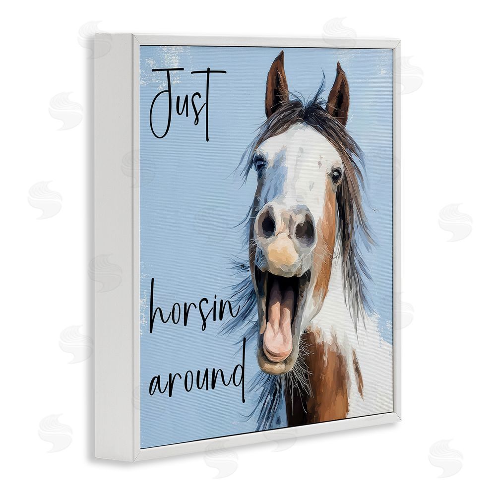 Kim Curinga Just Horsin' Around White Framed Giclee Wall Art