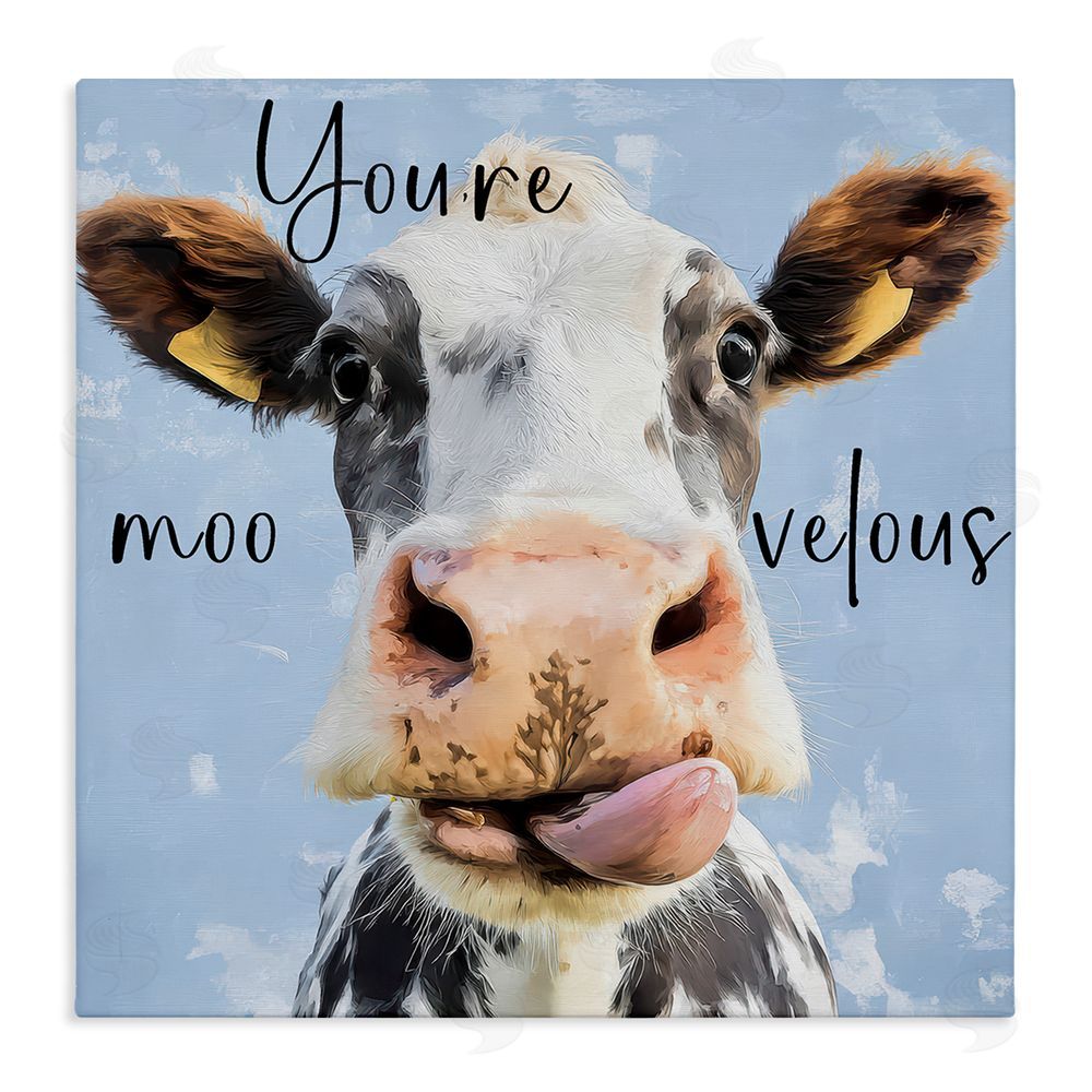 Kim Curinga You're Moo-velous Cow Stretched Canvas Wall Art Print