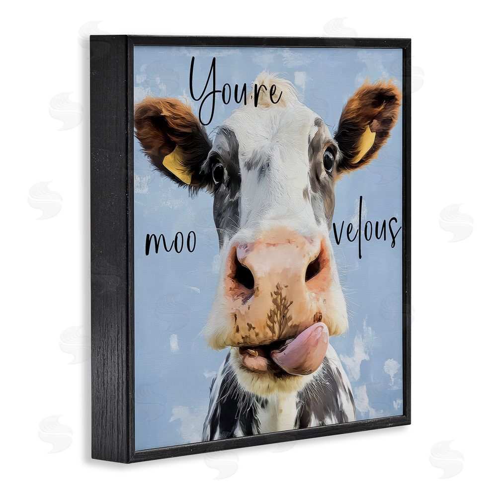Kim Curinga You're Moo-velous Cow Black Framed Giclee Wall Art Print