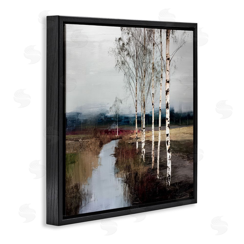 Kim Curinga Birch Creek River Black Floating Frame Stretched Canvas Wall Art Print
