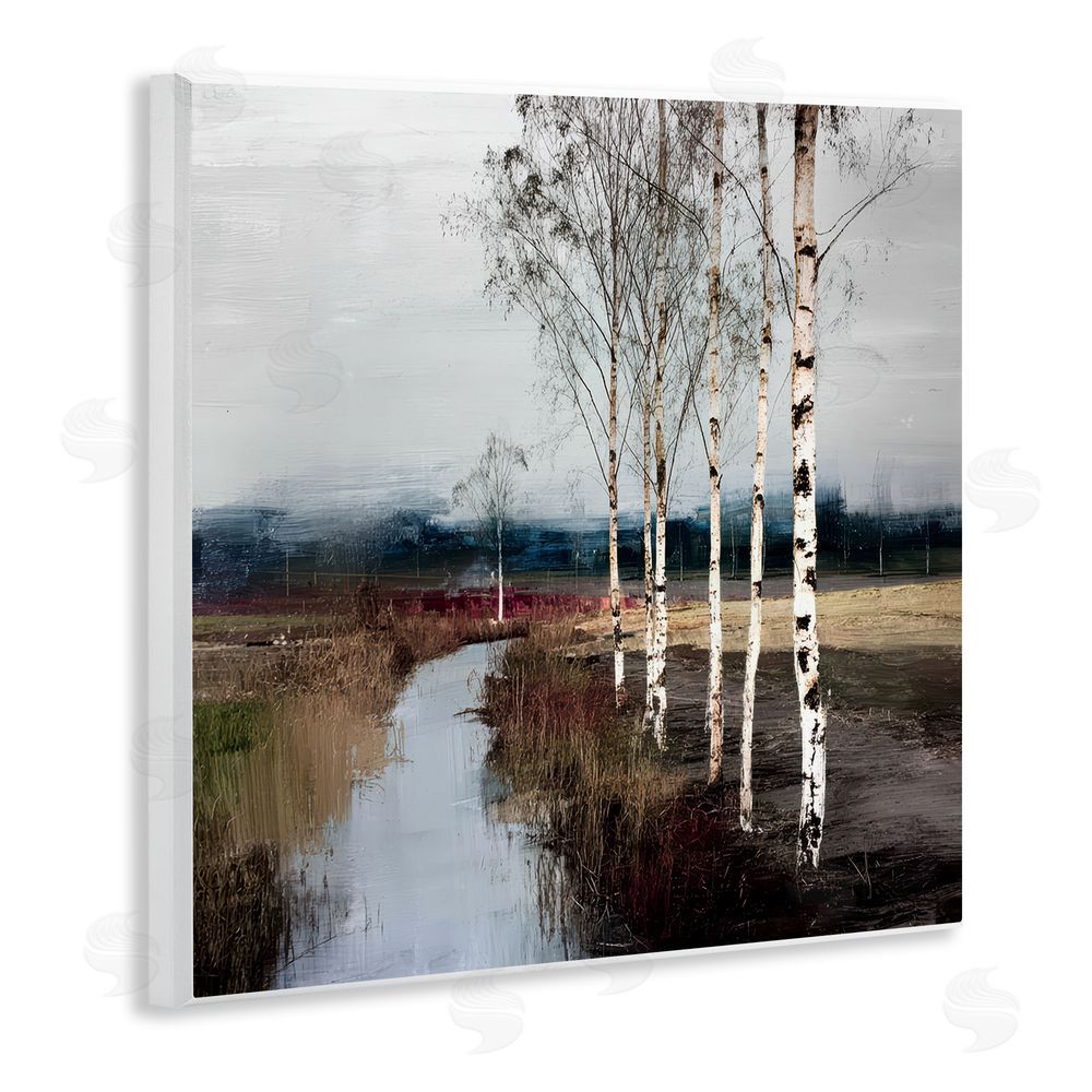 Kim Curinga Birch Creek River Wall Plaque Art Print with White Foil Wrap
