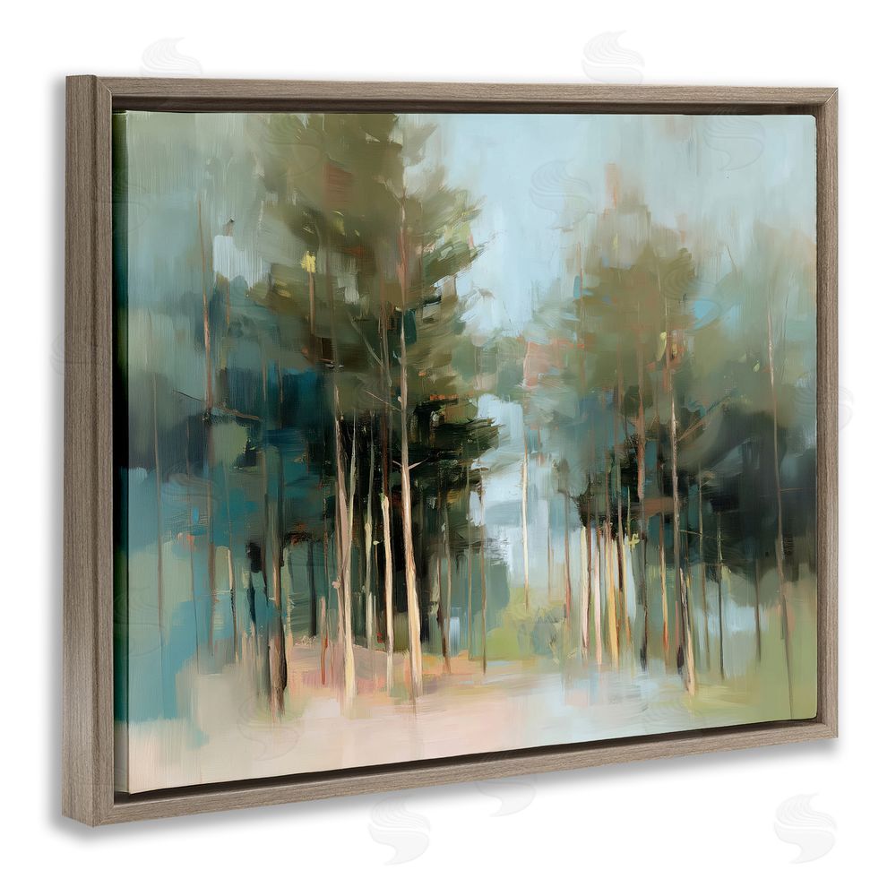 Kim Curinga The Grove Impressionist Forest Brown Floating Framed Canvas Wall Art Print