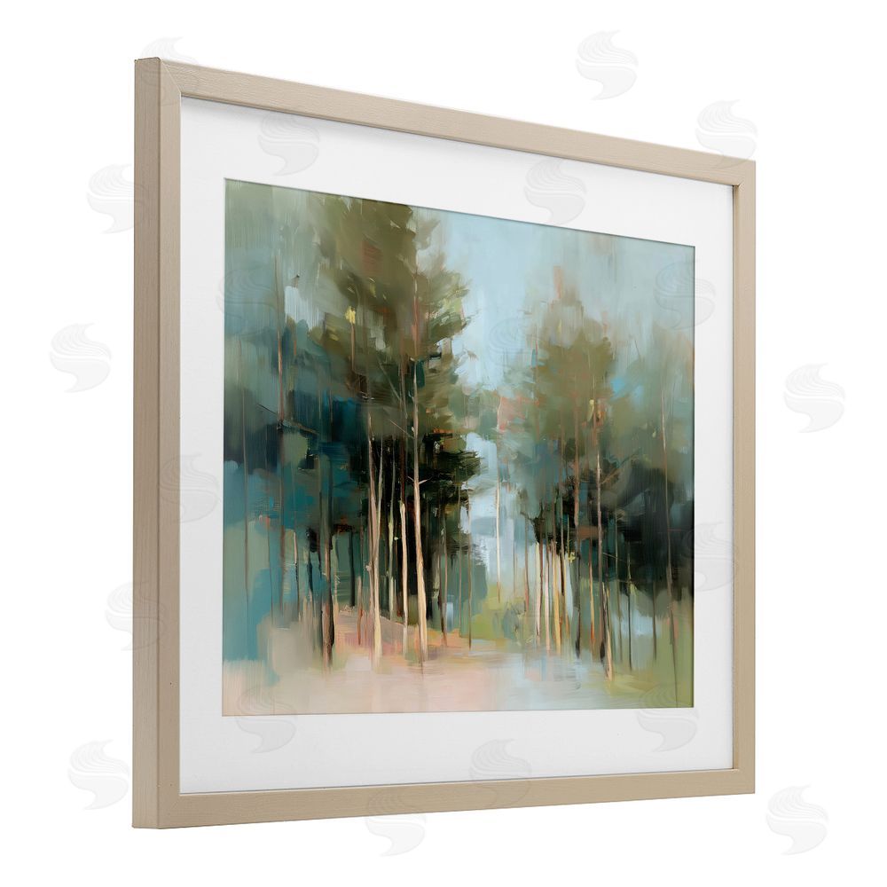 Kim Curinga The Grove Impressionist Forest Brown Framed Print Under Glass with White Mat Wall Art