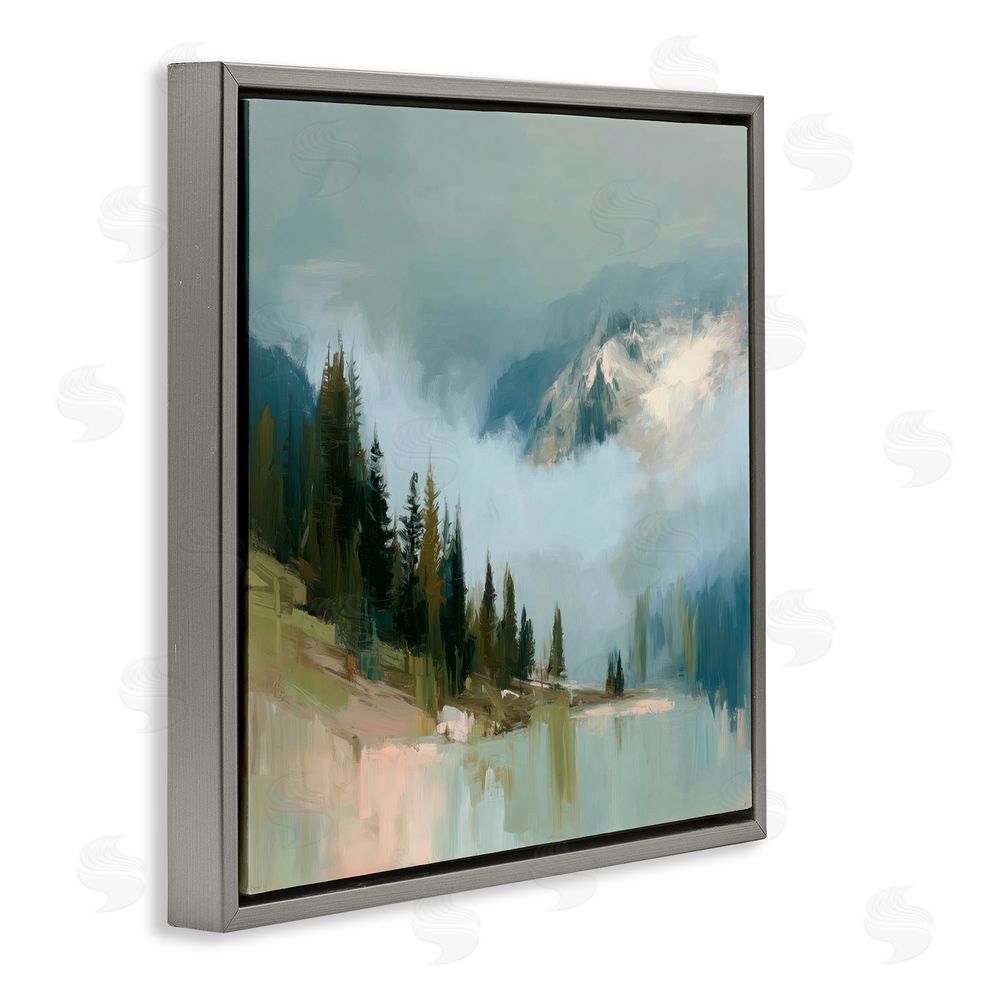 Kim Curinga Fog On The Mountains Gray Floating Framed Canvas Wall Art