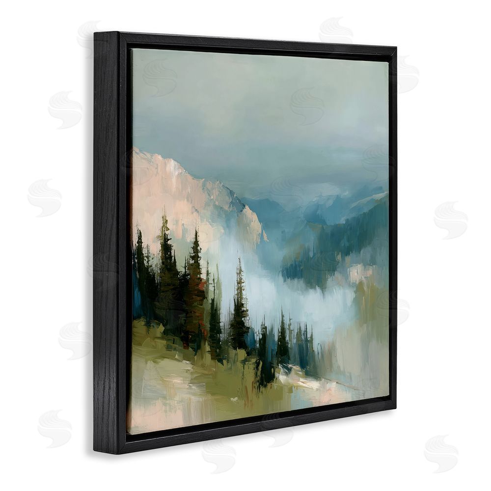 Kim Curinga Mountain Forest Impression Black Floating Framed Canvas Wall Art