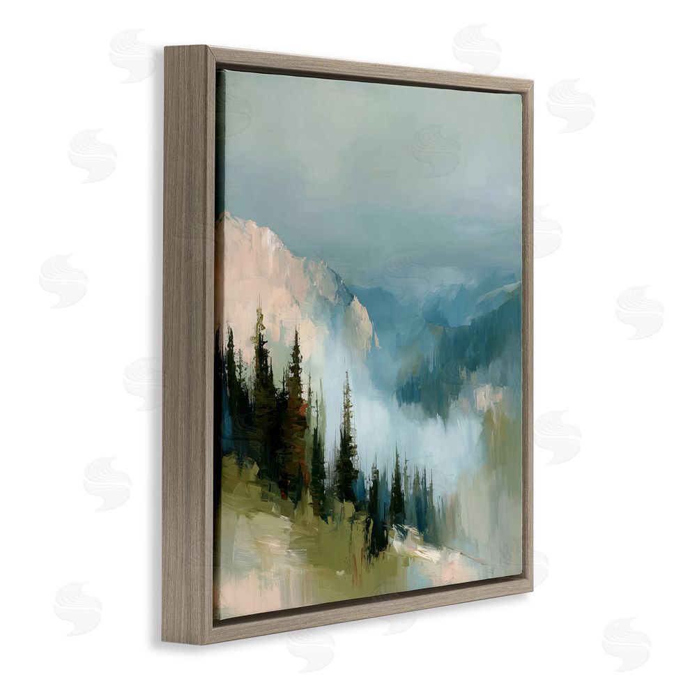 Kim Curinga Mountain Forest Impression Brown Floating Framed Canvas Wall Art