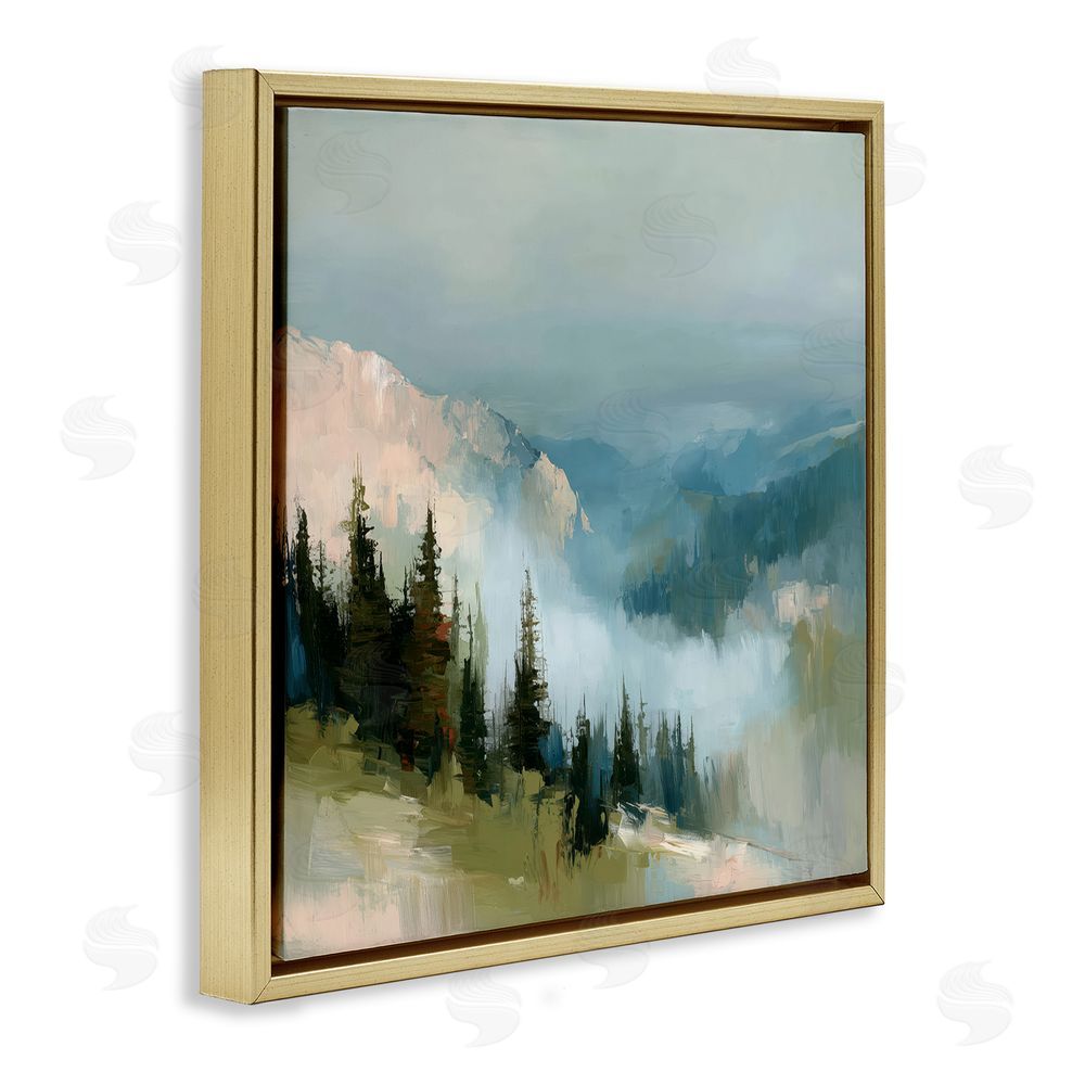 Kim Curinga Mountain Forest Impression Gold Floating Framed Canvas Wall Art