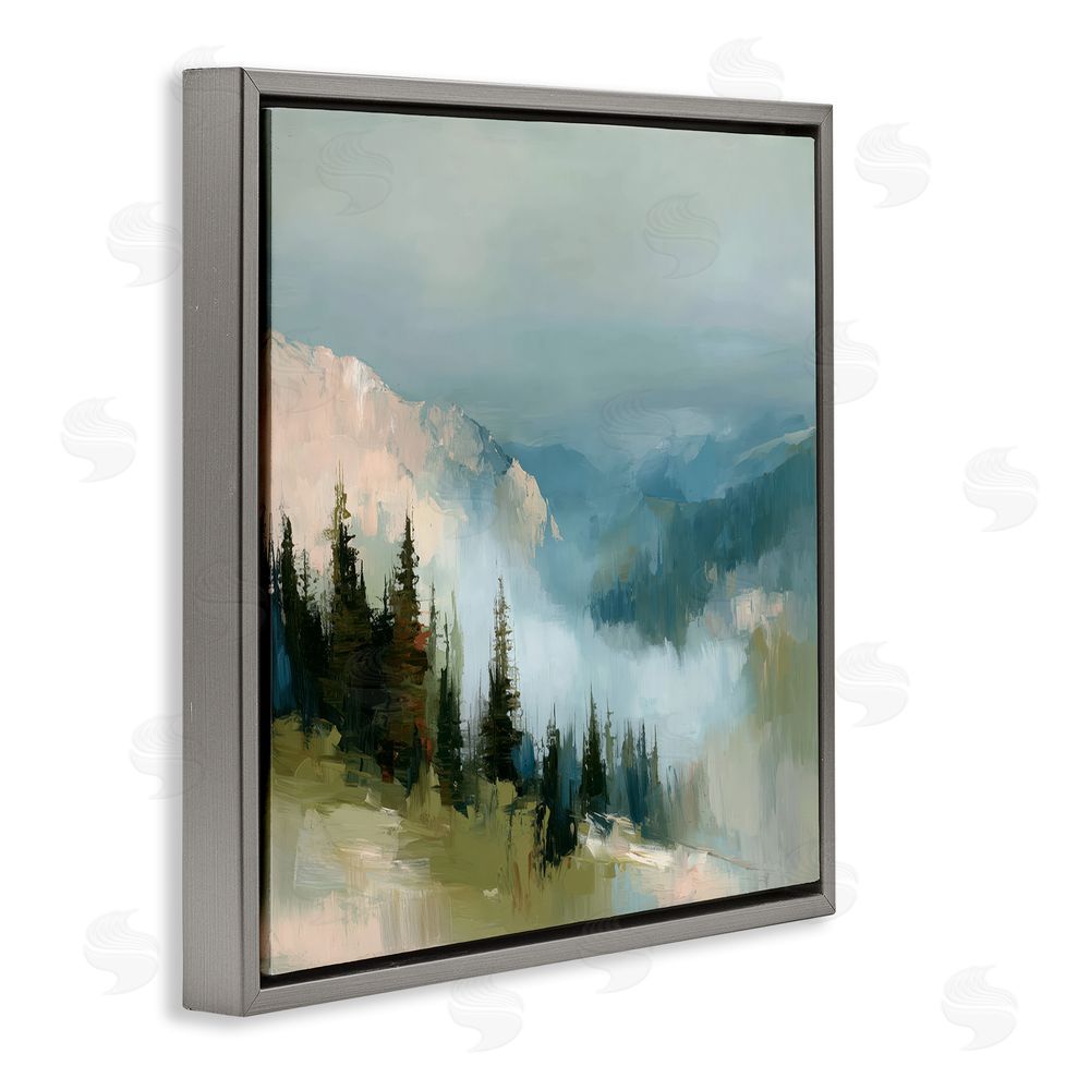 Kim Curinga Mountain Forest Impression Gray Floating Framed Canvas Wall Art