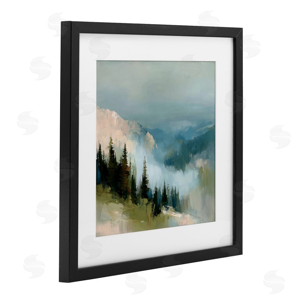 Kim Curinga Mountain Forest Impression Black Framed Print Under Glass Wall Art