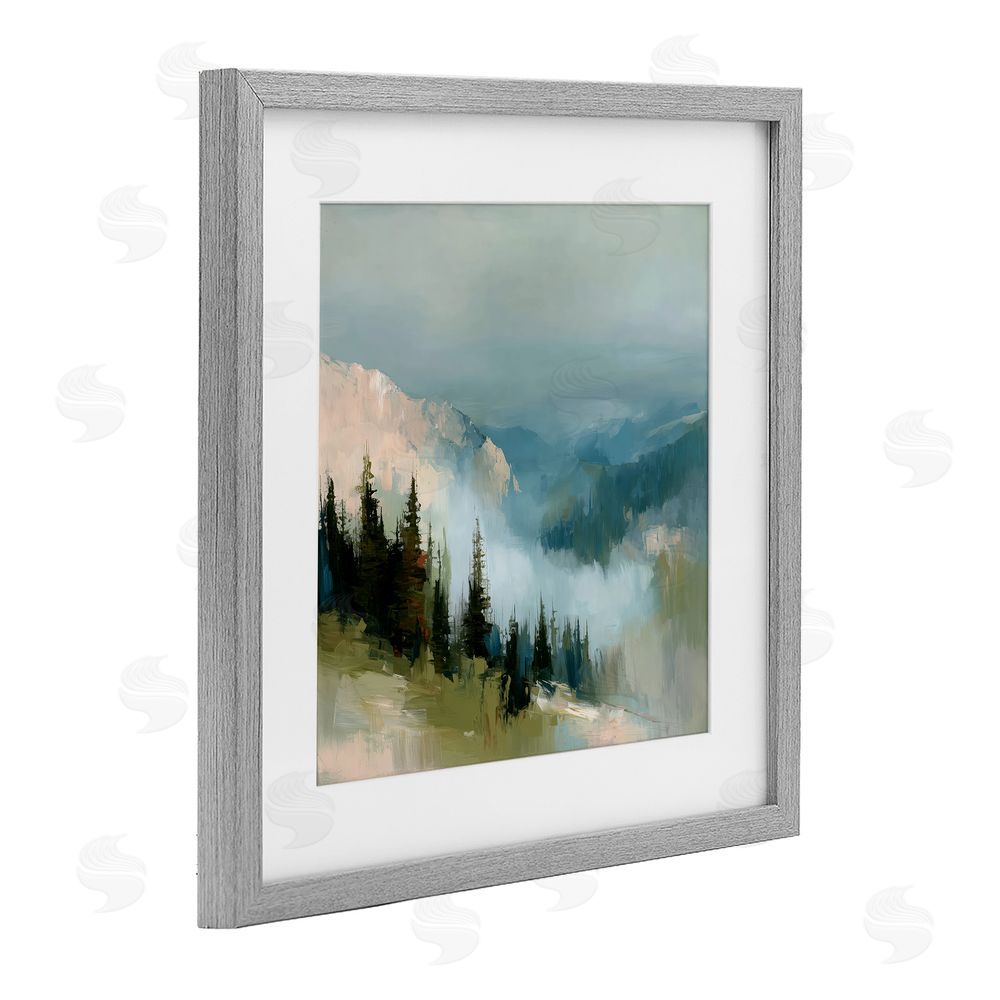 Kim Curinga Mountain Forest Impression Gray Framed Print Under Glass Wall Art