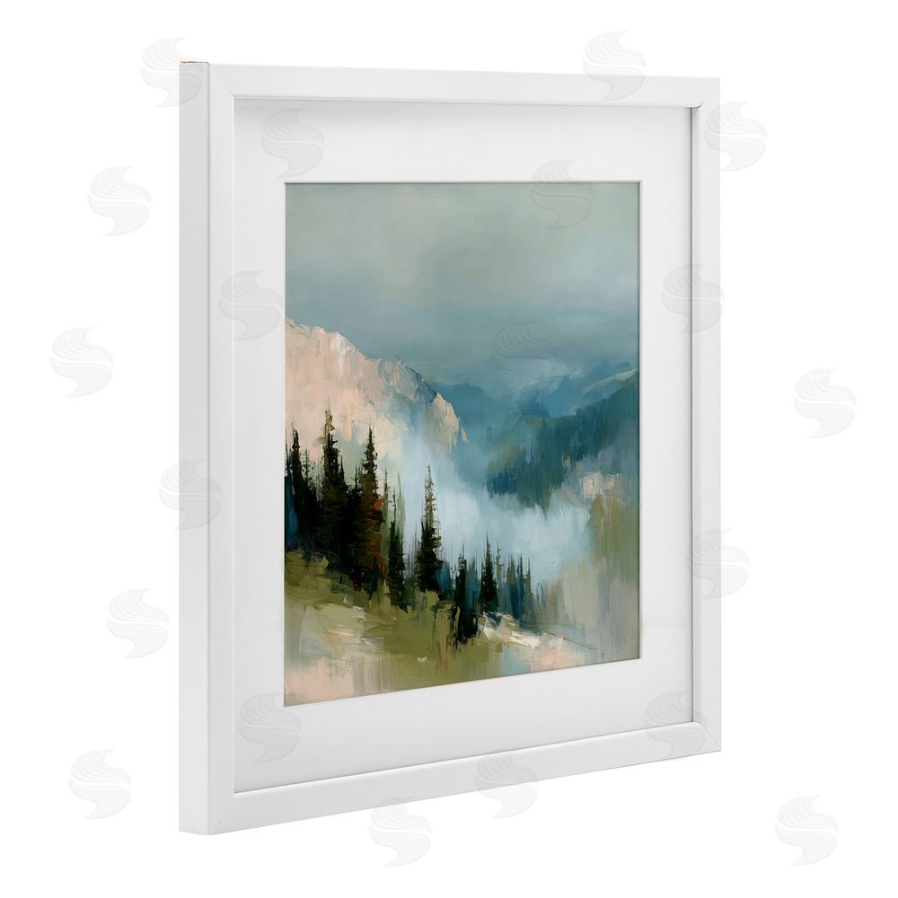 Kim Curinga Mountain Forest Impression White Framed Print Under Glass Wall Art
