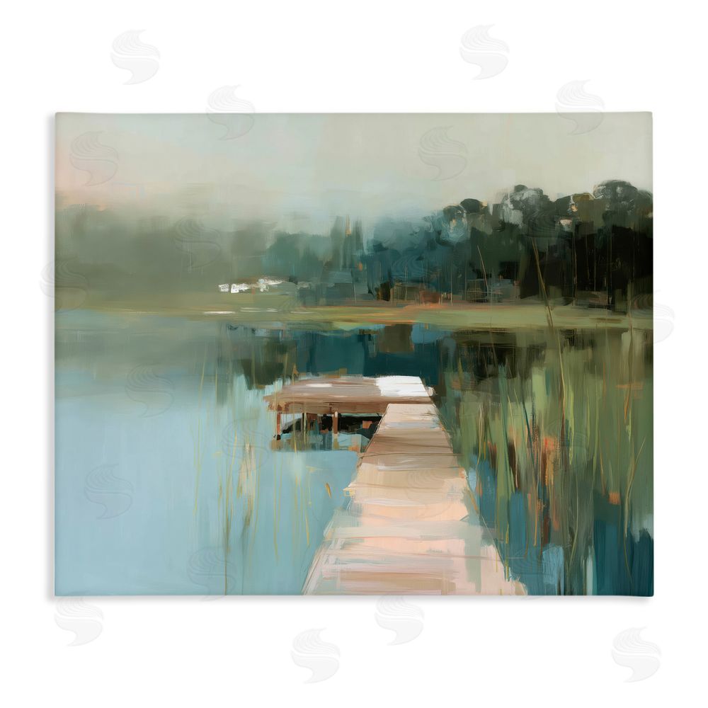 Kim Curinga Marsh Pier Abstraction Stretched Canvas Wall Art
