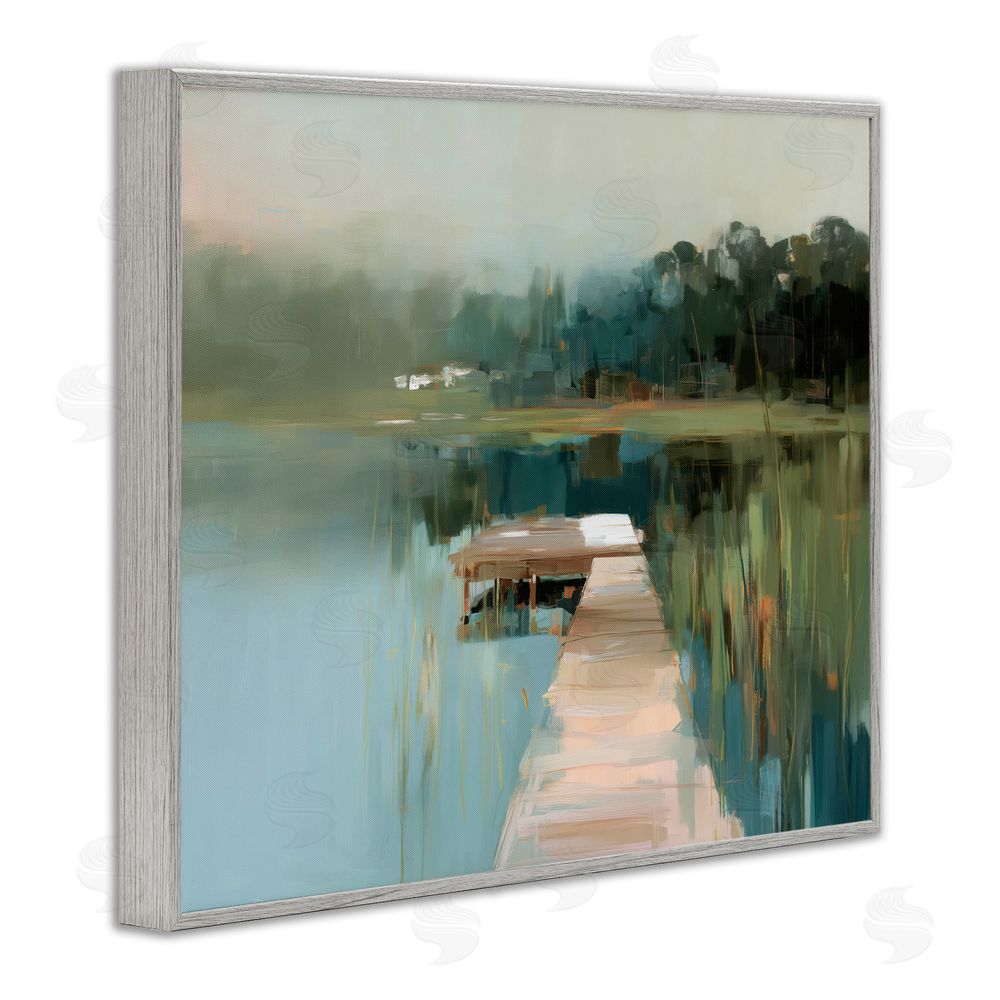 Kim Curinga Marsh Pier Abstraction Gray Framed Giclee Wall Art