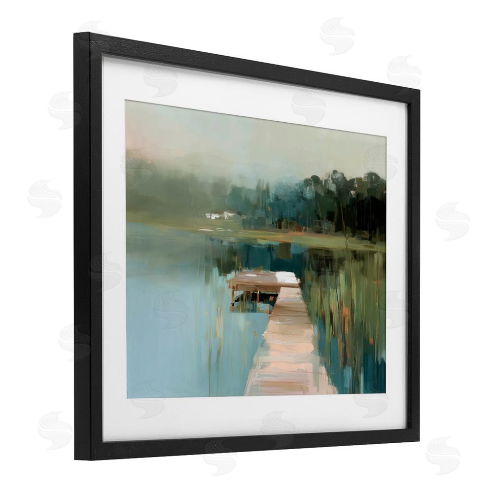 Kim Curinga Marsh Pier Abstraction Black Framed Print Under Glass Wall Art