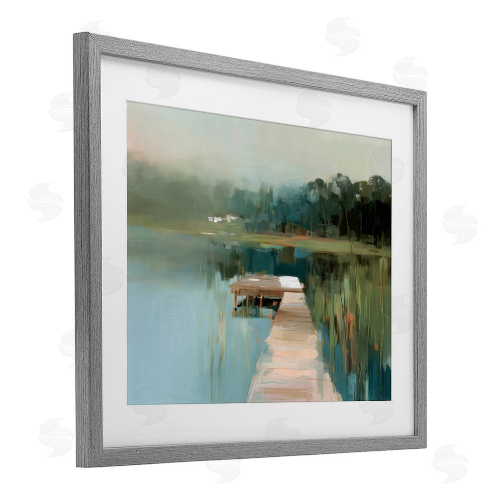 Kim Curinga Marsh Pier Abstraction Gray Framed Print Under Glass Wall Art