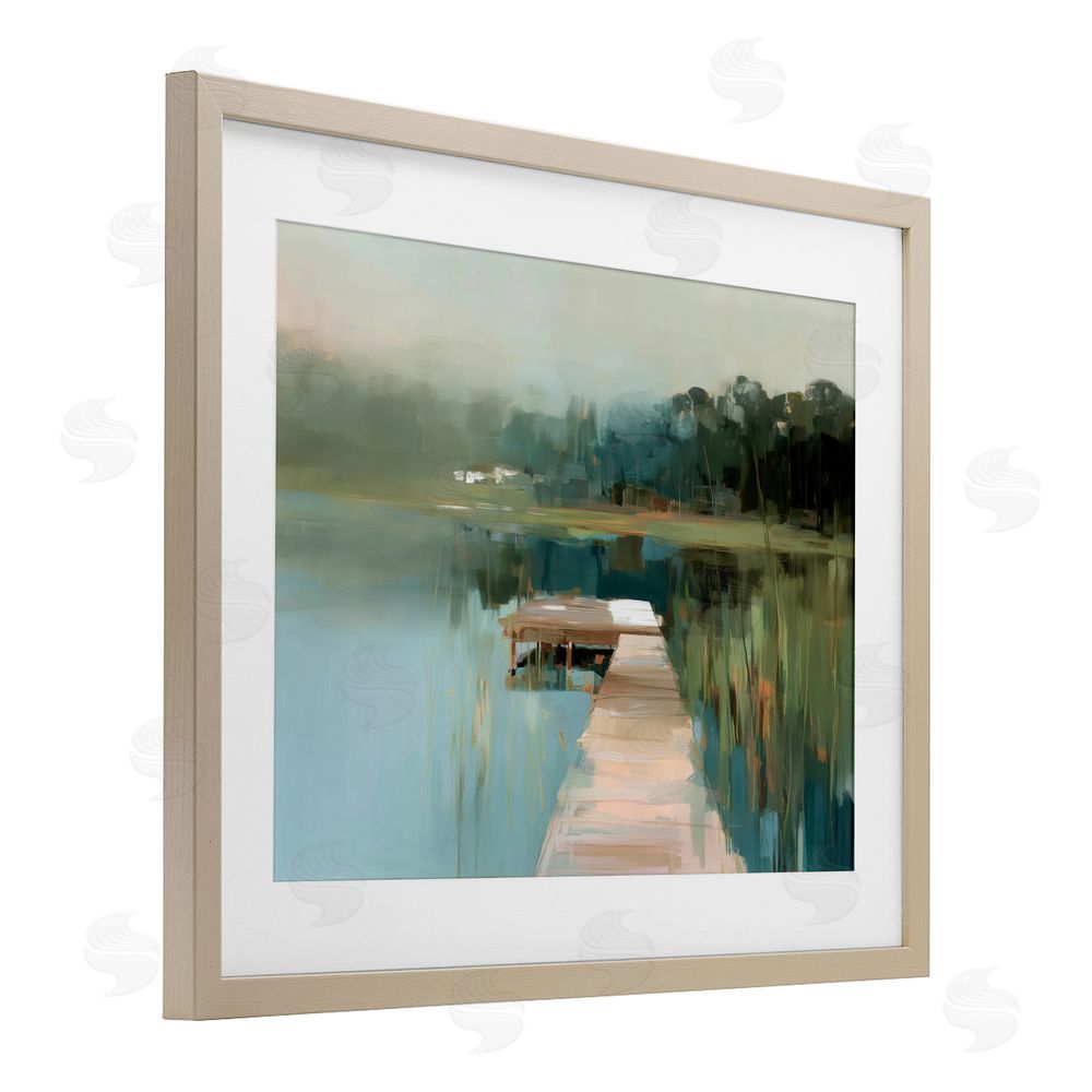 Kim Curinga Marsh Pier Abstraction Brown Framed Print Under Glass Wall Art
