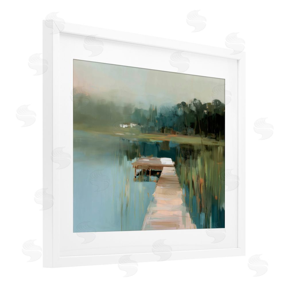 Kim Curinga Marsh Pier Abstraction White Framed Print Under Glass Wall Art