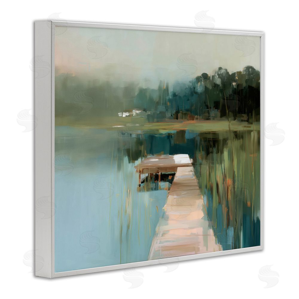 Kim Curinga Marsh Pier Abstraction White Framed Giclee Wall Art