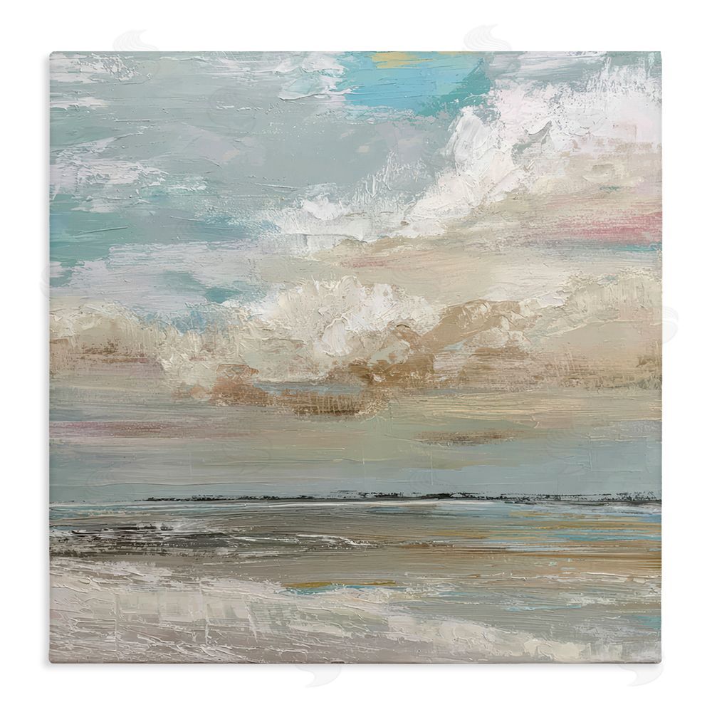 Kim Curinga Cloudy Beach Brushstrokes Stretched Canvas Wall Art
