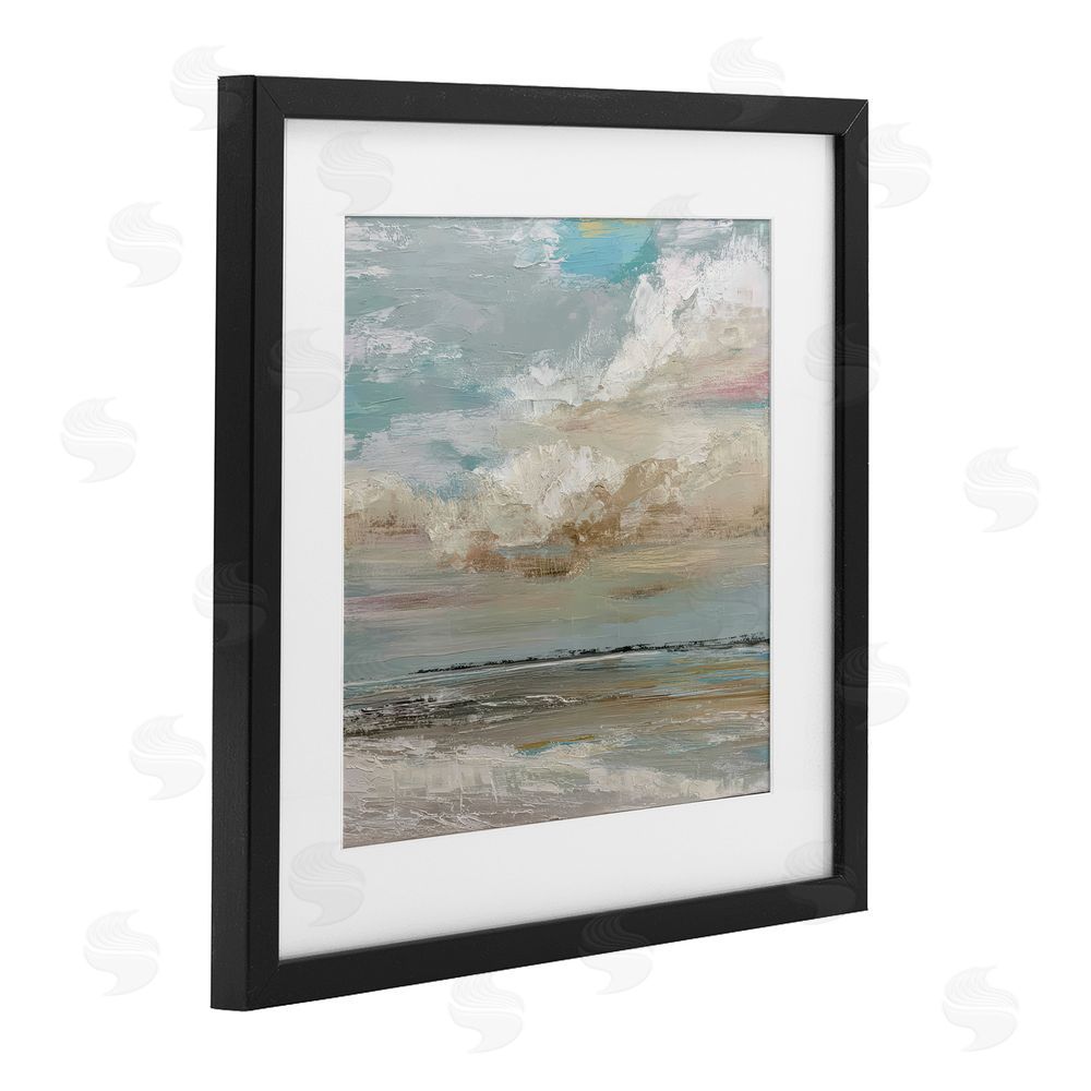 Kim Curinga Cloudy Beach Brushstrokes Black Framed Print Under Glass Wall Art