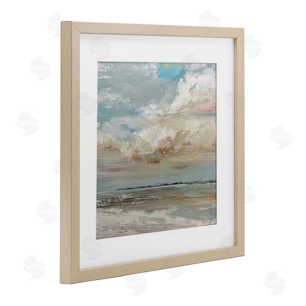 Kim Curinga Cloudy Beach Brushstrokes Brown Framed Print Under Glass Wall Art