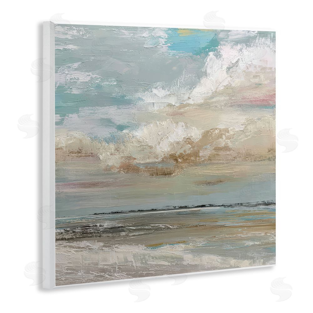 Kim Curinga Cloudy Beach Brushstrokes Wall Plaque with Fixed Lithograph Print
