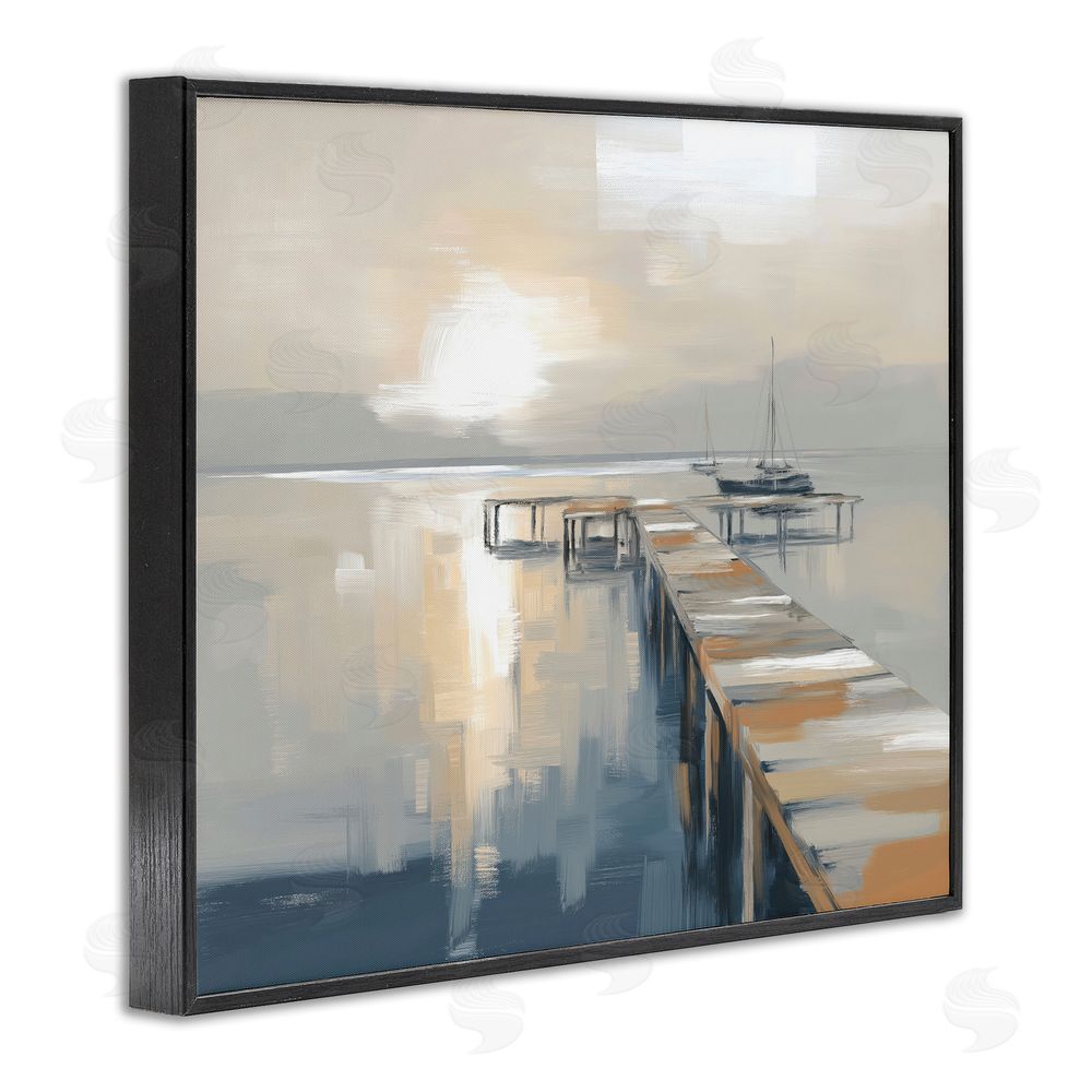Kim Curinga Pier with Sailboat Seascape Black Framed Giclee Wall Art