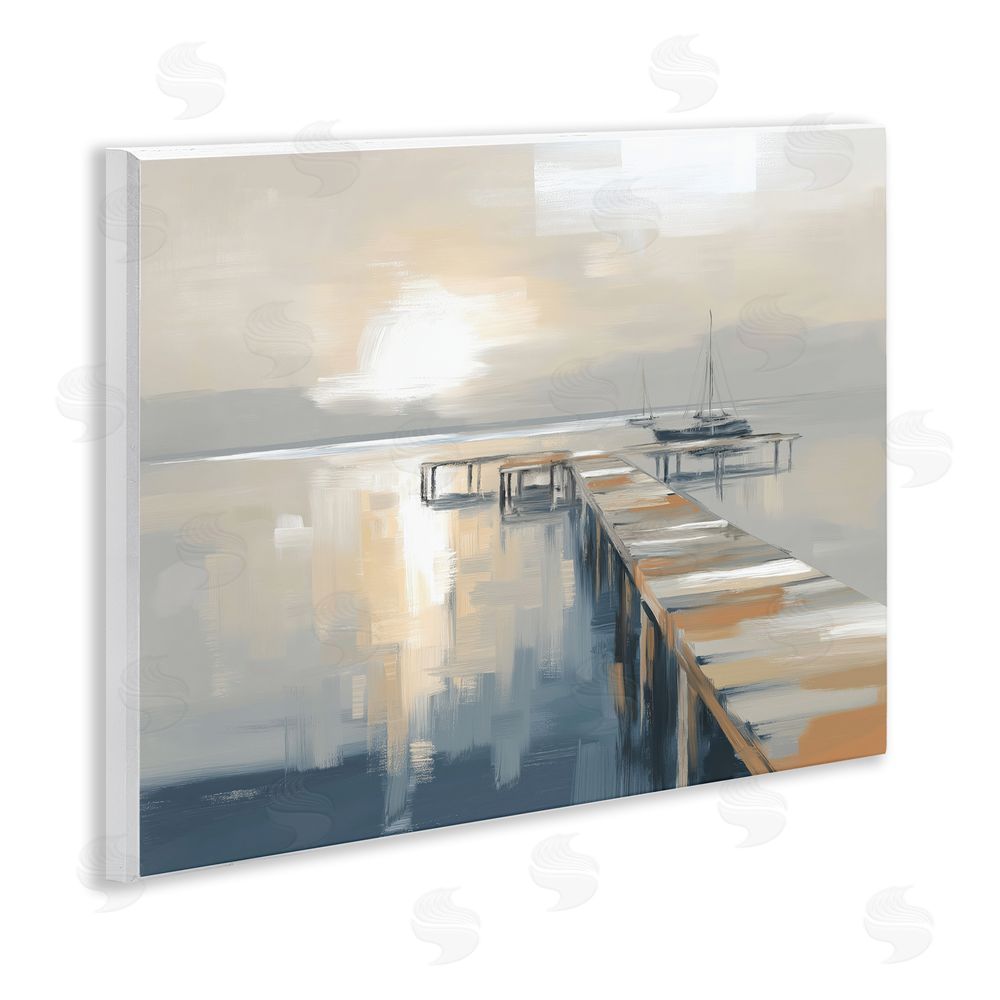 Kim Curinga Pier with Sailboat Seascape Wall Plaque Home Decor Art Print