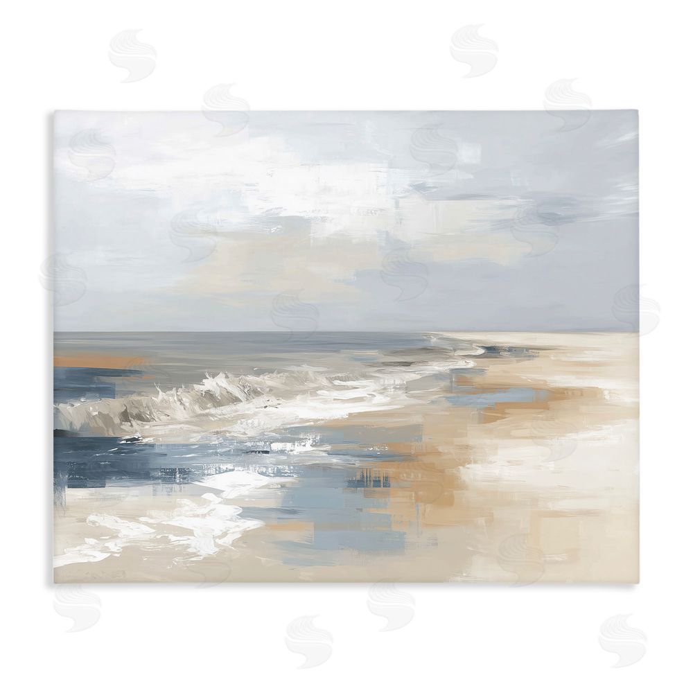 Kim Curinga Tranquil Beach in Neutrals Stretched Canvas Wall Art Print