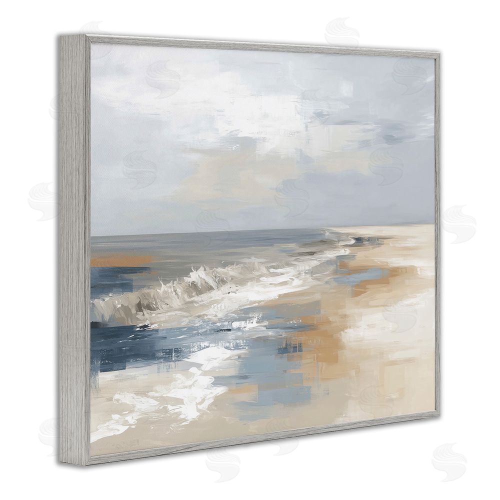 Kim Curinga Tranquil Beach in Neutrals Gray Framed Giclee Wall Art Print