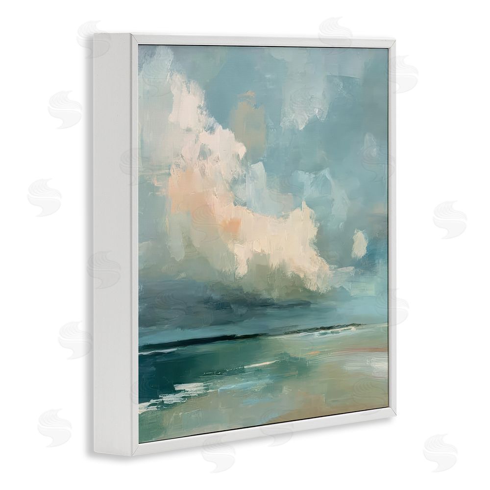 Kim Curinga Stormy Beach with Overhead Clouds White Framed Giclee Wall Art Print