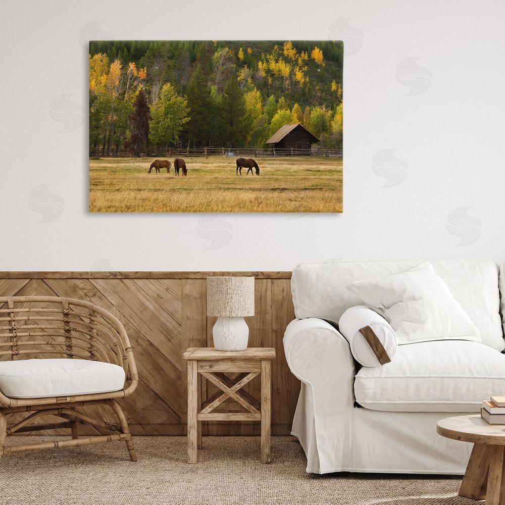 Scott Stulberg Horses In Jackson Hole Stretched Canvas Wall Art in Room