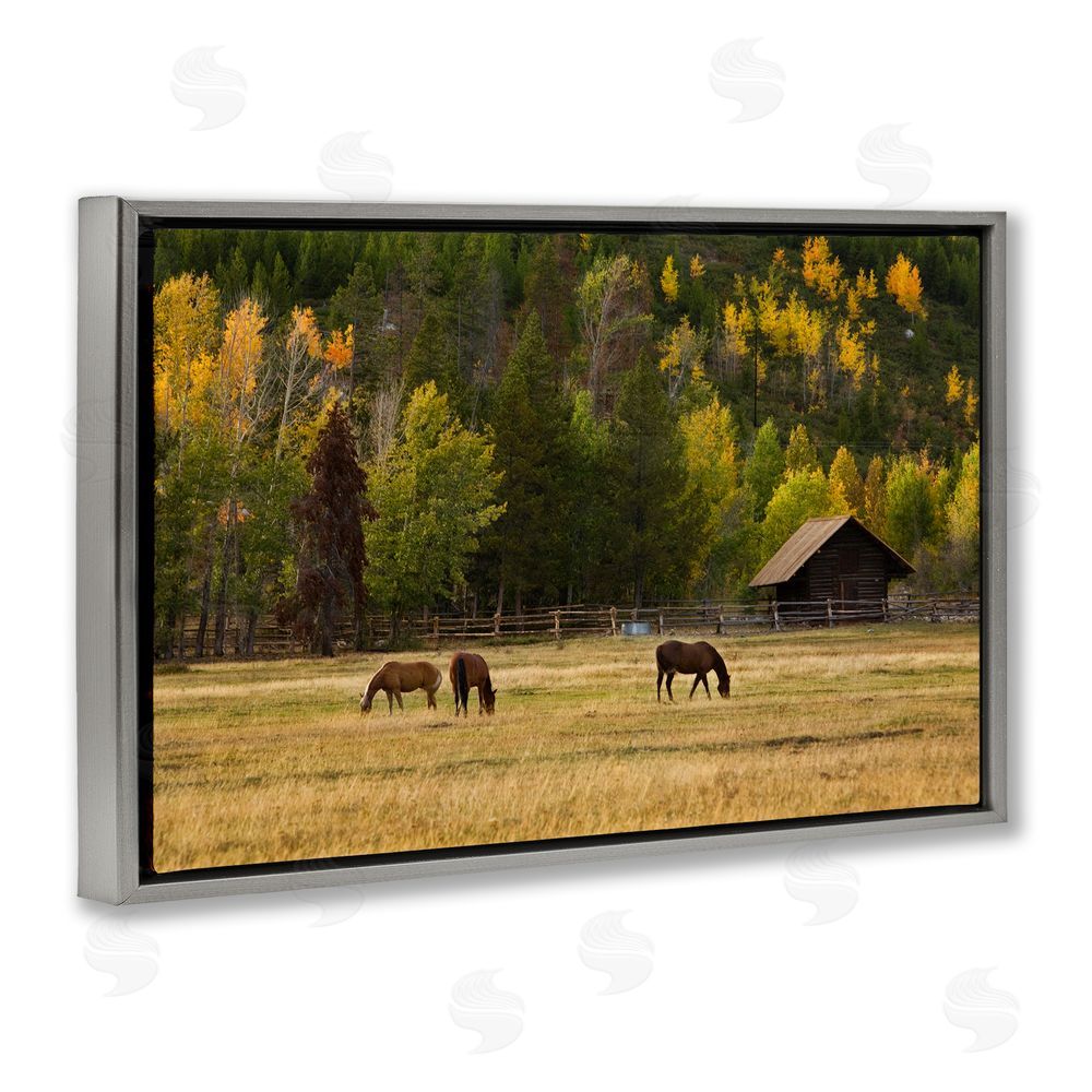 Scott Stulberg Horses In Jackson Hole Gray Floating Framed Canvas Wall Art